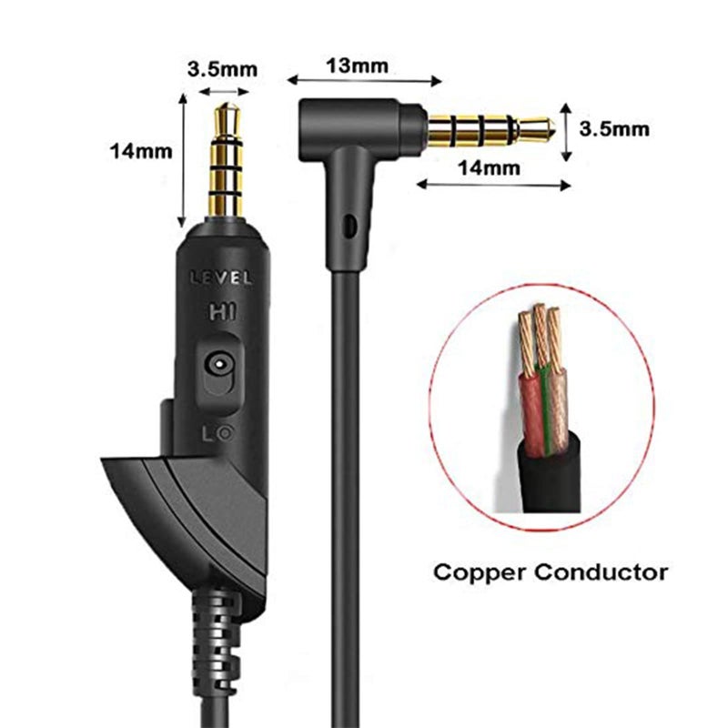 Arzweyk Audio Cable Cord Wire Replacement for Bose QuietComfort 15, Bose QuietComfort 2, QC15, QC2 Headphones, Headphone Extension Cable (1.4m) - Image 3